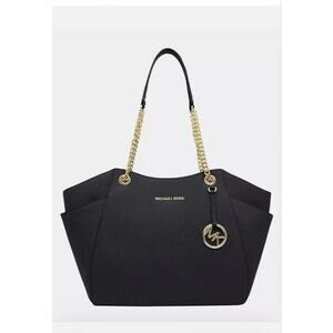 Michael Kors Jet Set Travel Black Leather Shoulder Tote